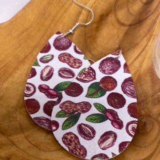 White Base Purple Veggie Teardrop Earrings