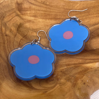 Acrylic Blue Pink Middle Dangle Earrings