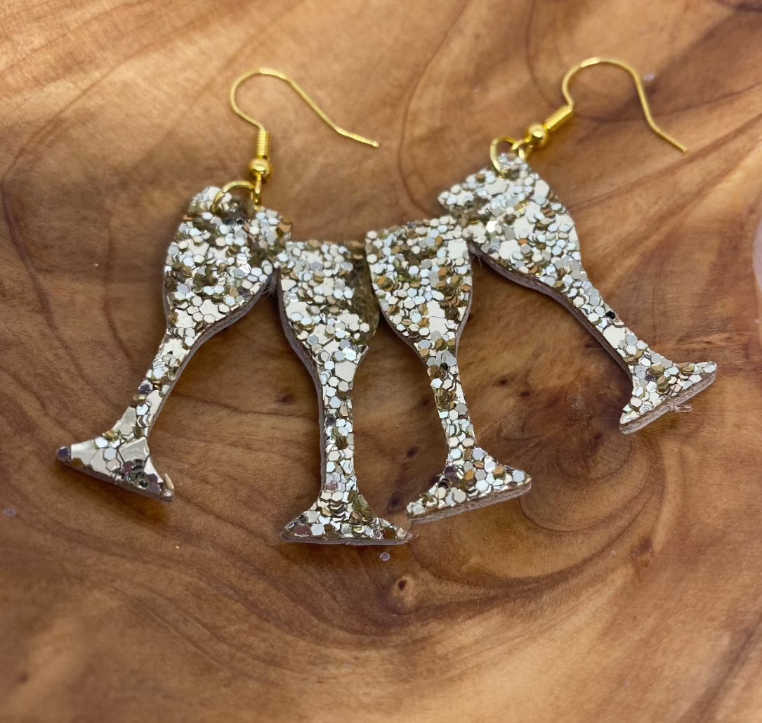 Gold Glitter Champagne All Day Tour Earrings