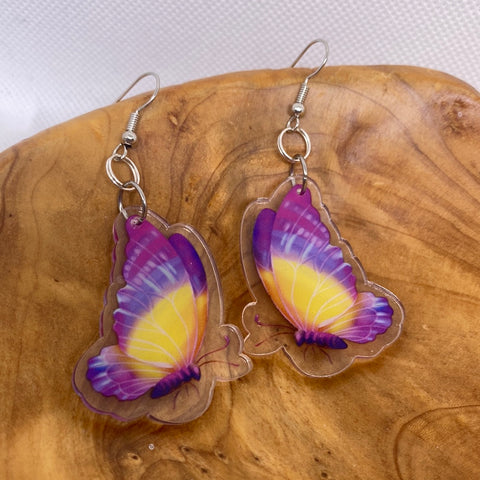 Lightweight Acrylic Purple Multi Butterfly Earrings