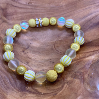 Custom Multi Round Yellow Bead Stretch Bracelet