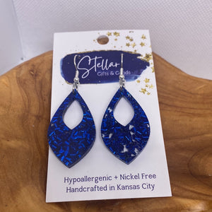 Blue Acrylic Dangle Earrings