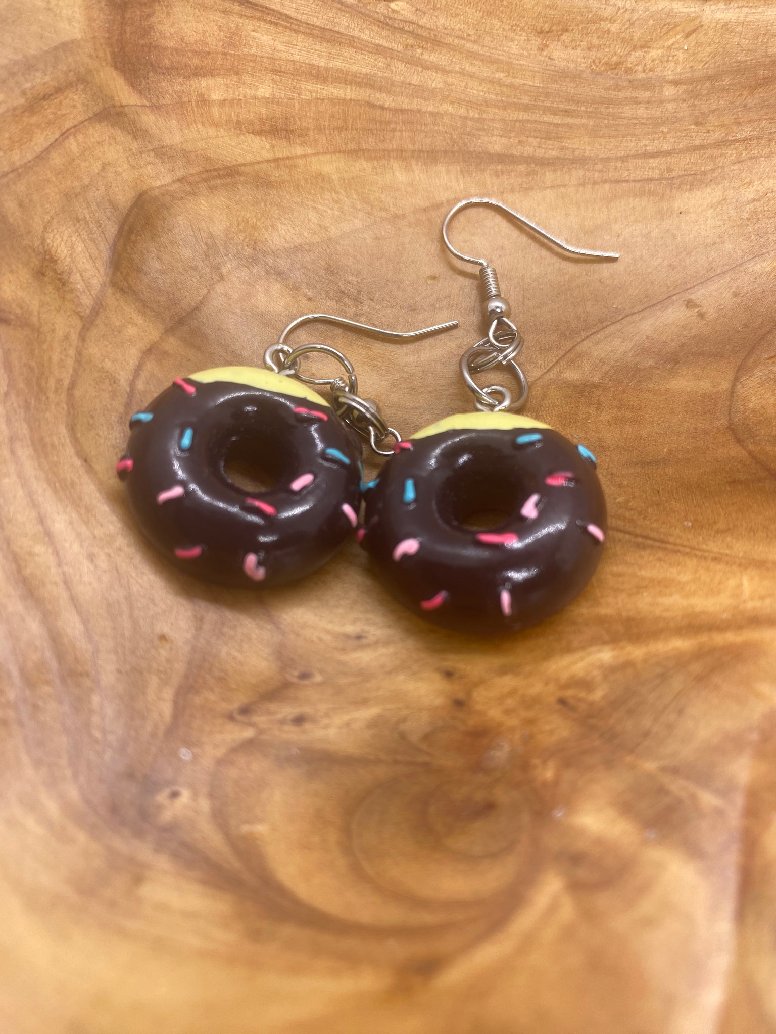 Chocolate Sprinkle Donut Dangle Earrings