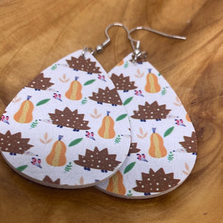 White Base Tree Gourds Fall Teardrop Earrings
