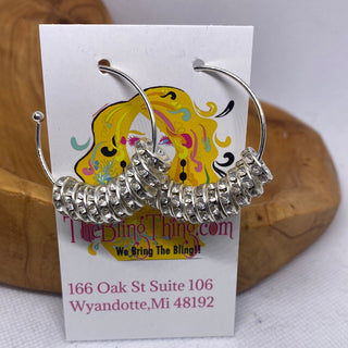 Silver Rhinestone Hoop Earrings