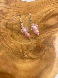 Custom Pink Flower Dangle Earrings