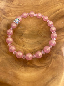 Custom Baby Doll Pink Round Bead Stretch Bracelet