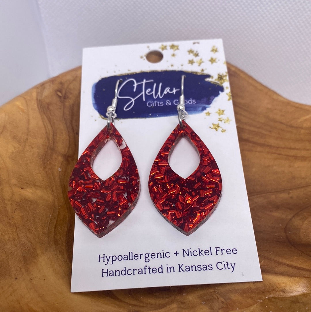 Red Acrylic Dangle Earrings