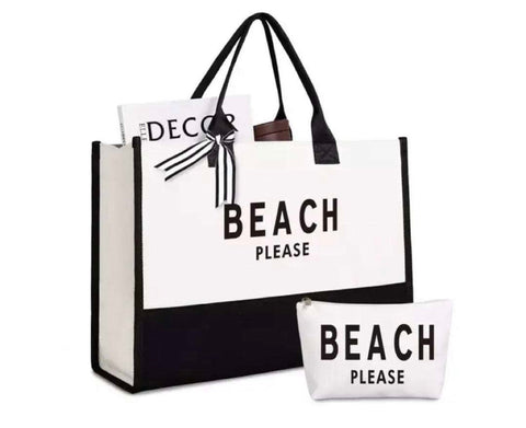 Canvas Beach Please Tote Bag Set