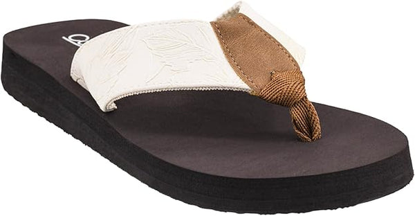 Corkys Summer Break Ivory Flower Emboss Flip Flop Sandals