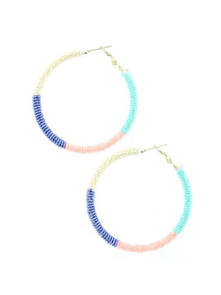 Beaded Wrapped Hoop Earrings