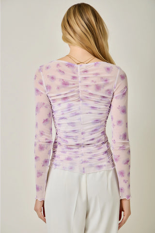 Long Sleeve Lavender Purple  Mesh Layering Top