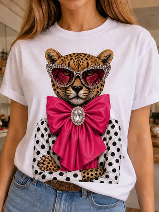 Jeweled Leopard Statement T Shirt
