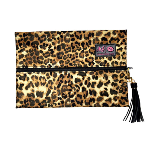 Leopard Print Make up Junkie Medium Flat Lay Bag