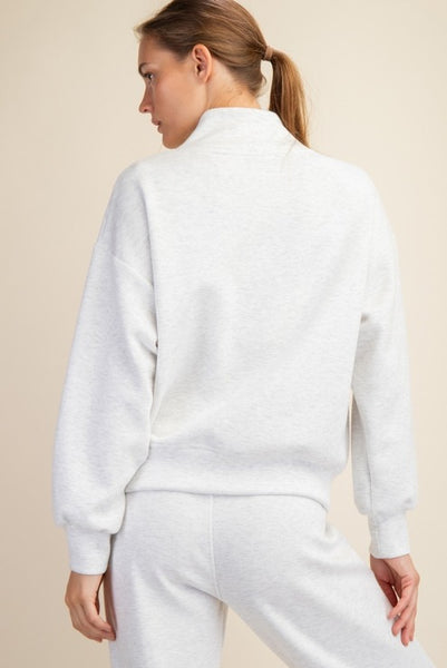 Rae Mode Modal Scuba Luxe Half Zip Jacket Lt Grey