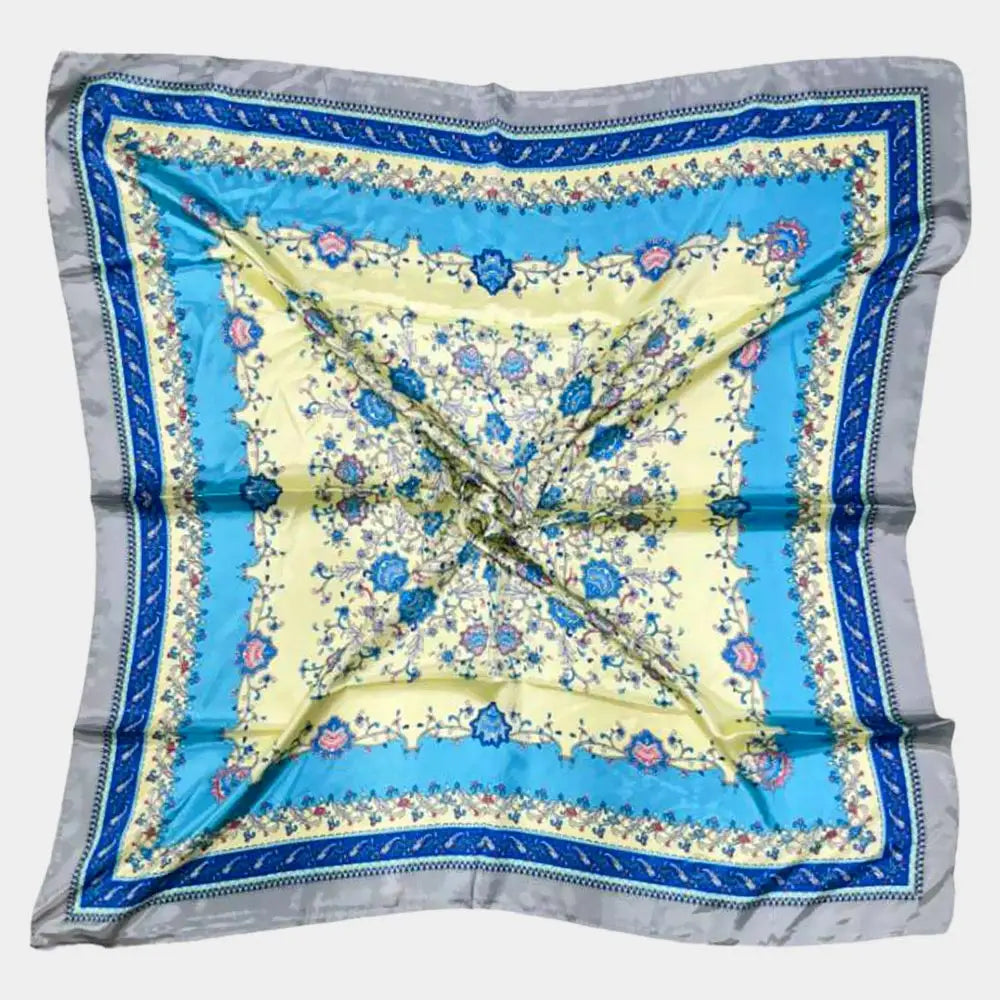 Light Blue Paisley Satin Scarf