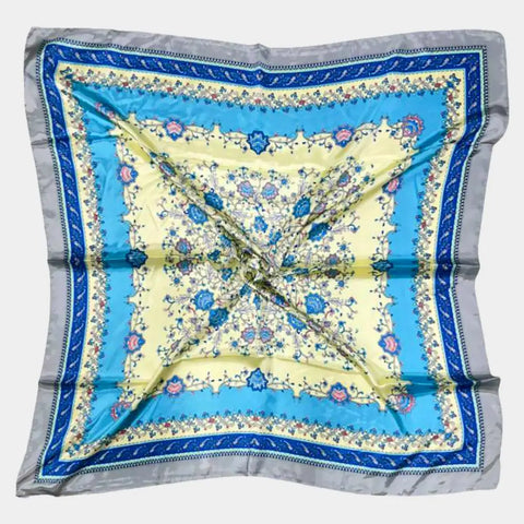 Light Blue Paisley Satin Scarf