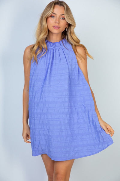 Sleeveless Lilac Woven Halter Dress with Shorts