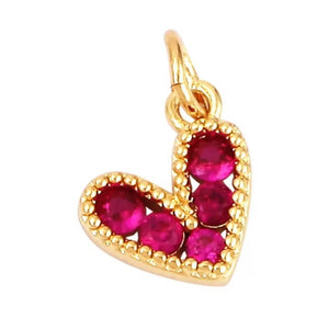 Gold Tone Mini Fuchsia Heart Charm Necklaces Bracelet