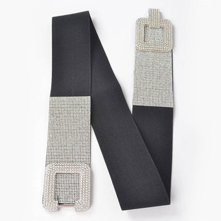 Plus Size Silver Rhinestone Stretch Belt