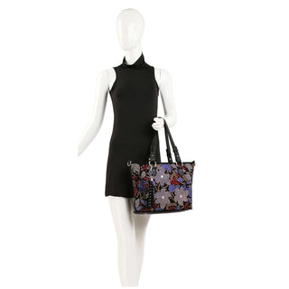 Faux Leather Floral Rhinestone Multi Color Tote Purse