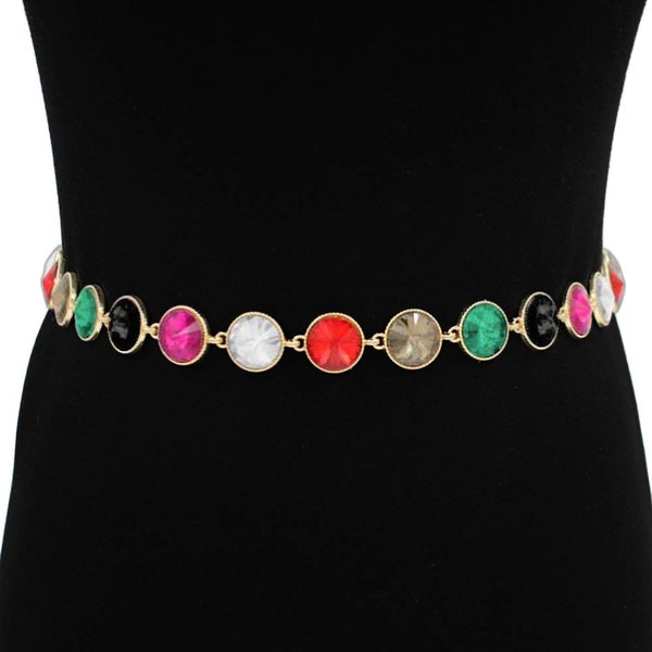 Multi Color Round Crystal Belt