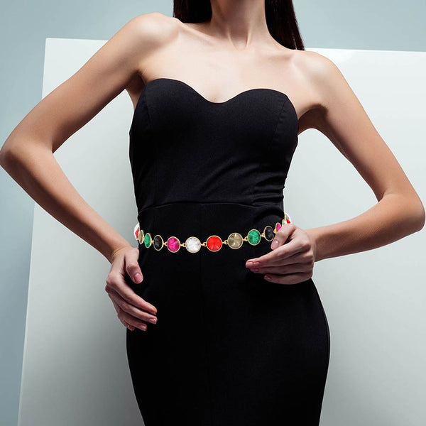 Multi Color Round Crystal Belt