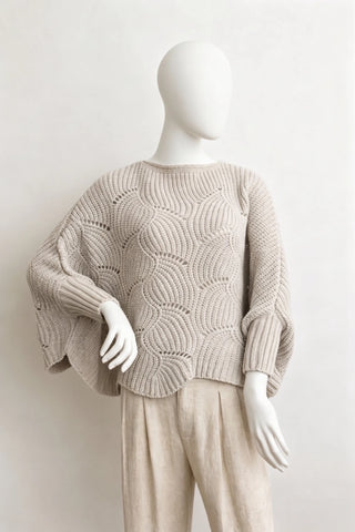 Textured Oatmeal Statement Sweater