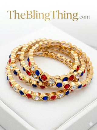Patriotic Red White Blue Stretch Bracelet