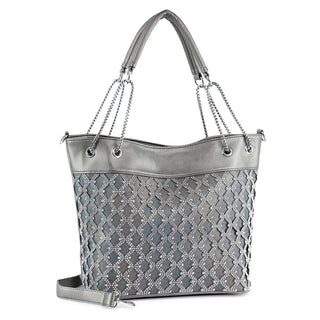 Iridescent Pewter Statement Tote Purse