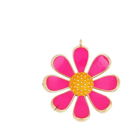 Hot Pink Daisy Charm for Bracelet or Necklace