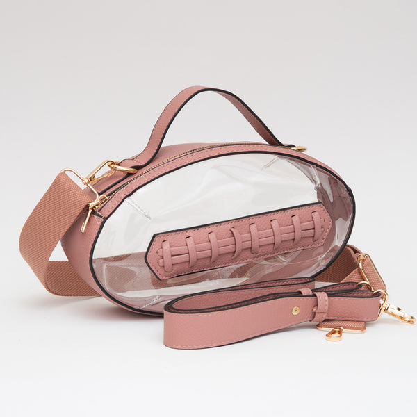 Pink Transparent Football Crossbody Purse