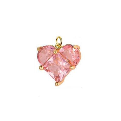 Pink Zircon Heart Bow Charm