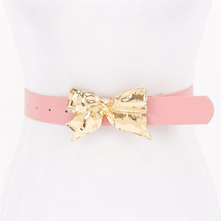 Blush and Bow Faux Leather  Statement Belt