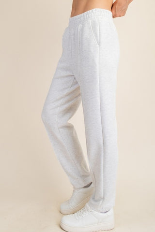 Rae Mode Modal Poly Span Fabric Pintuck Pants Joggers Light Grey