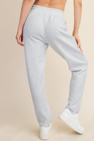 Rae Mode Modal Poly Span Fabric Pintuck Pants Joggers Light Grey