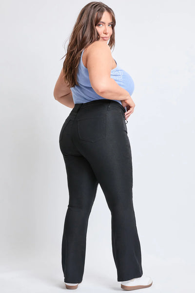 Plus Size High Rise Hyperstretch Flare Black Jeans