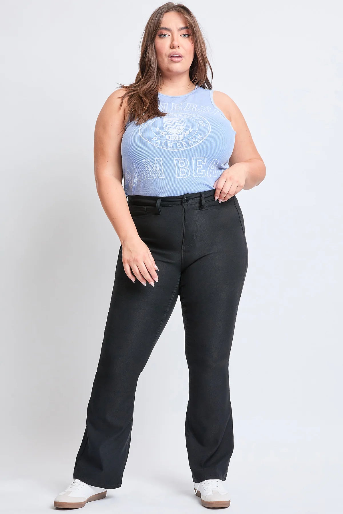 Plus Size High Rise Hyperstretch Flare Black Jeans