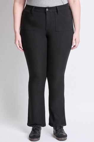 YMI Hyperstretch Plus Size Mid Rise Bootcut Cargo Pants Black