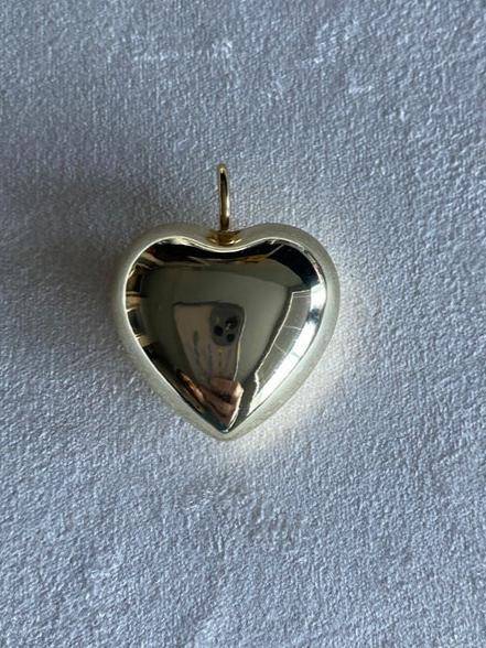 14 K Gold Plated Brass Puffy Heart Charm Silver