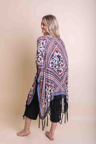 Purple Diamond Bohemian Tassel Kimono