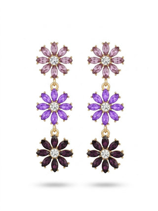 Shades of Purple Daisy Drop Post Earrings