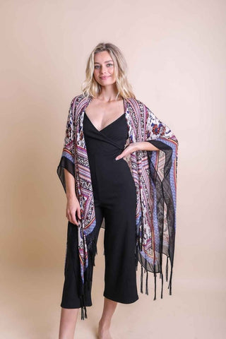 Purple Diamond Bohemian Tassel Kimono