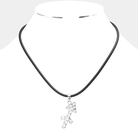 Black Choker Necklace with sagittarius zodiac sign pendant on rubber chain