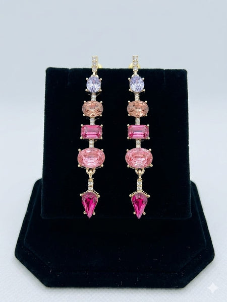 Shades of Purple Pink Prism Glam Statement Earrings