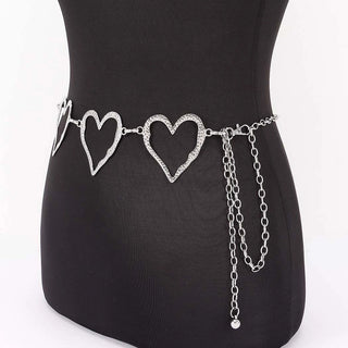 Silver Hammered Heart Chain Belt