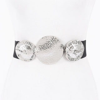 Hammered Silver Disc Stretch Belt