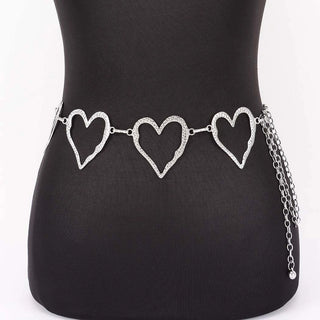 Silver Hammered Heart Chain Belt