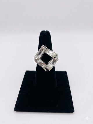 Silver Crystal Statement Stretch Ring