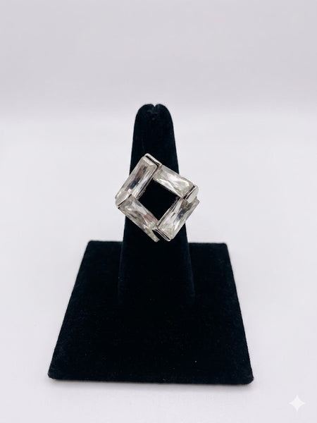 Silver Crystal Statement Stretch Ring